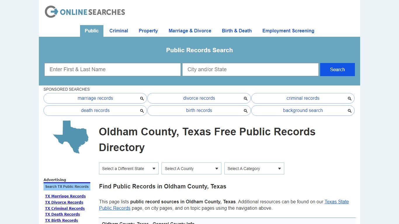 Oldham County, Texas Public Records Directory